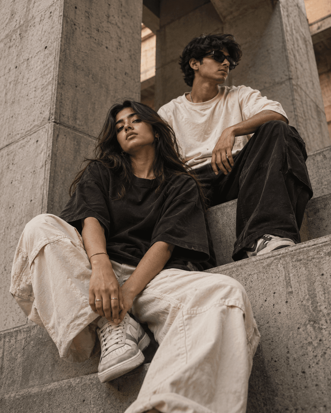 Boxy tees and concrete textures. Never hide how you really feel.