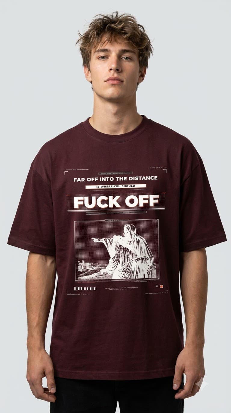 MUDDLY Unisex Oversized Heavyweight Tee (FAROFF LIGHT) - Maroon - 240 GSM Streetwear