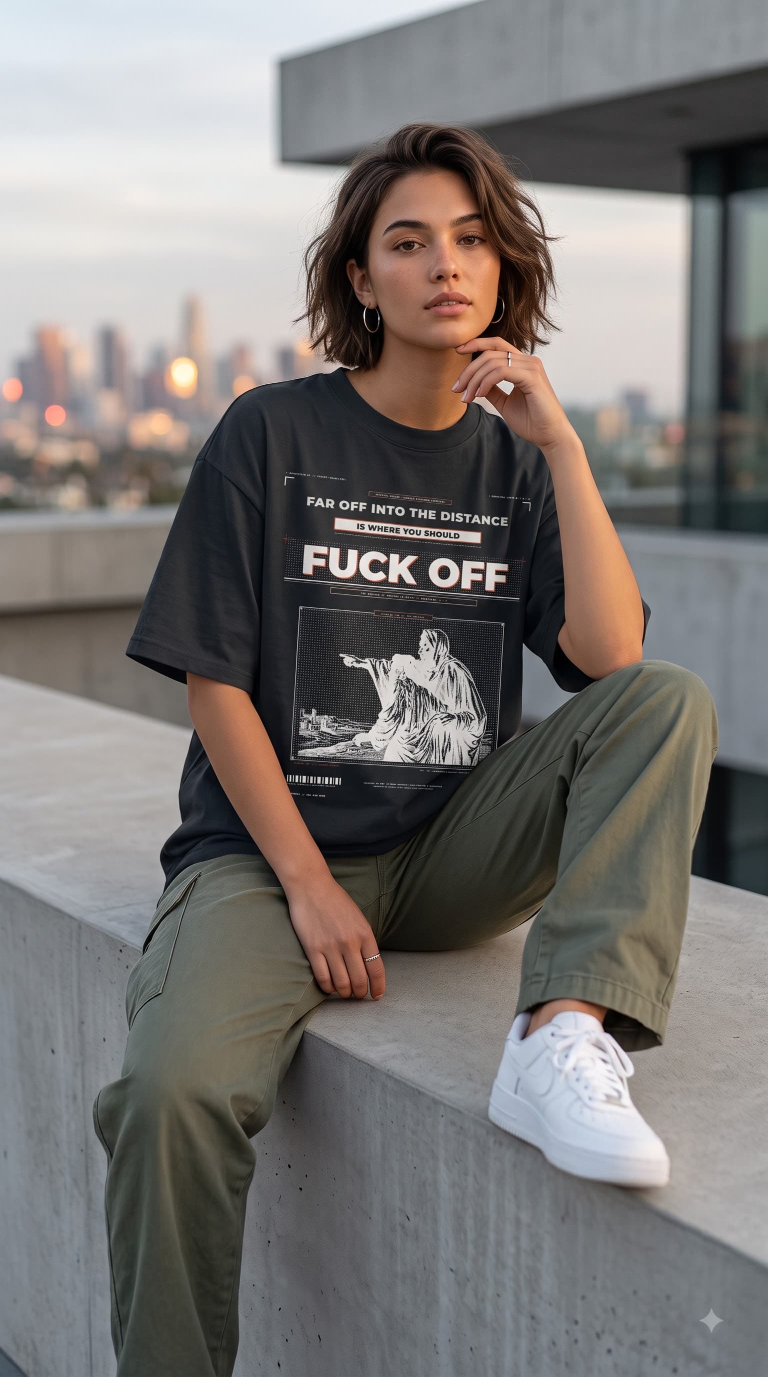 MUDDLY Unisex Oversized Heavyweight Tee (FAROFF LIGHT) in Black - 240 GSM French Terry Cotton oversized fit