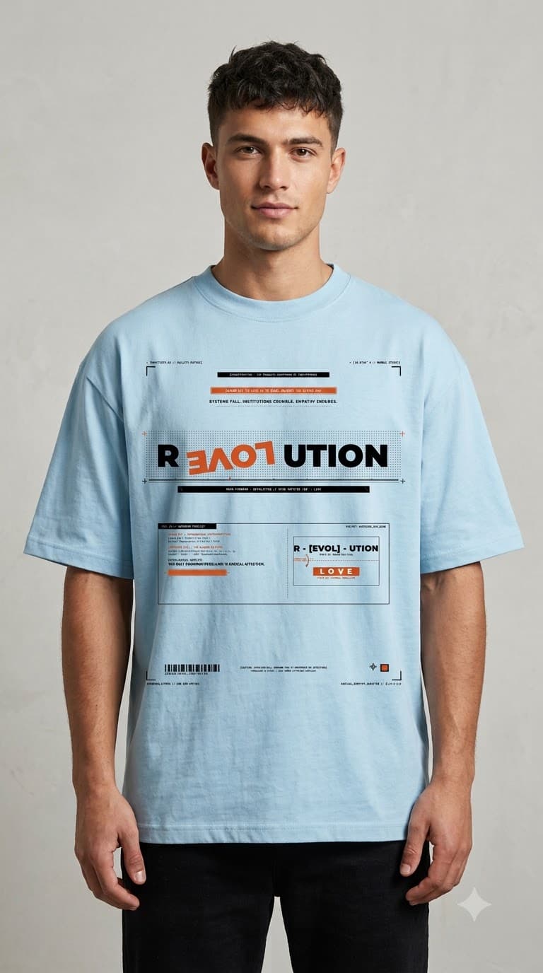 MUDDLY Unisex Oversized Heavyweight Tee (WHITETEEREVOL) - Baby Blue - 240 GSM Streetwear