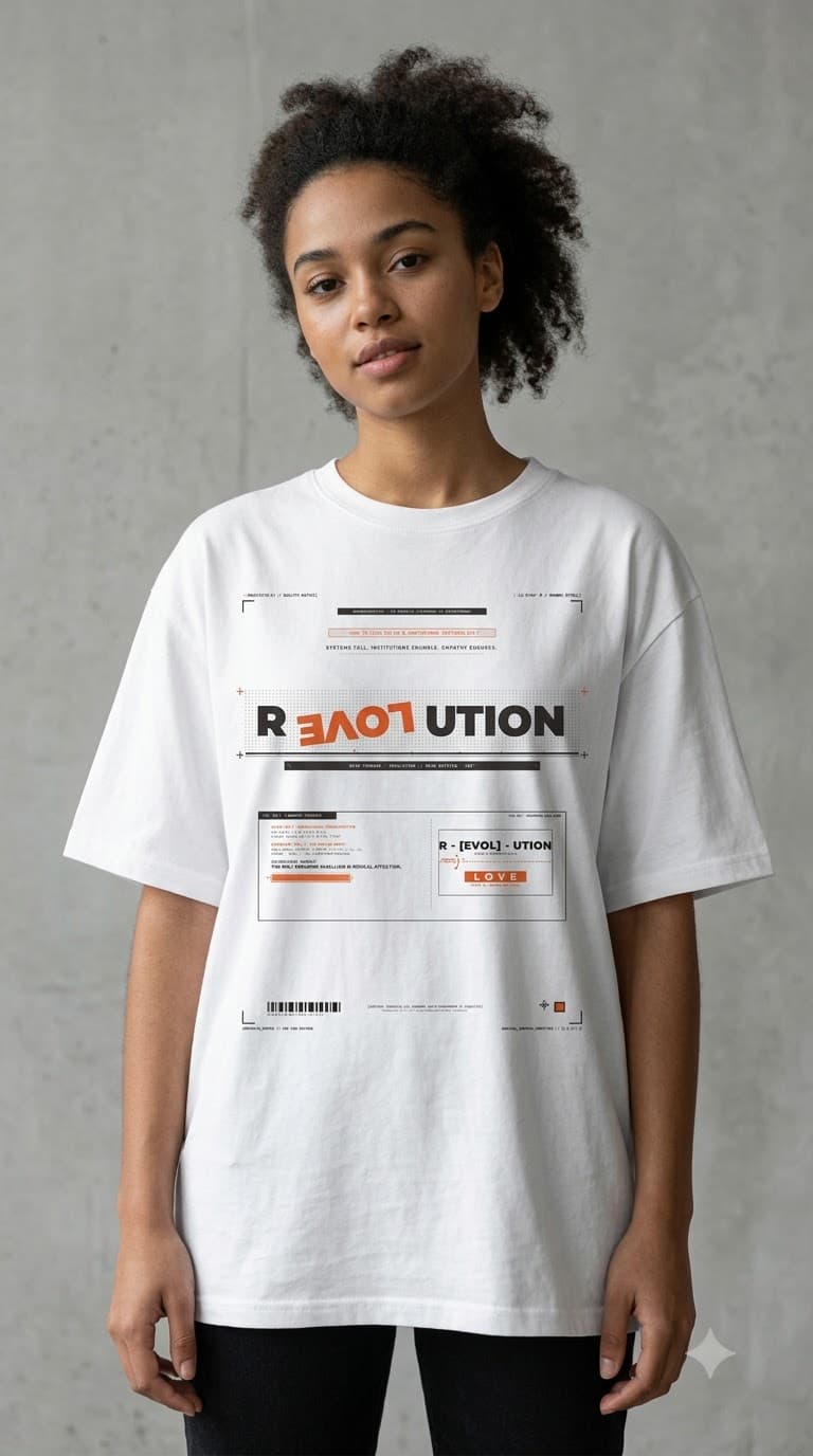 MUDDLY Unisex Oversized Heavyweight Tee (WHITETEEREVOL) in White - 240 GSM French Terry Cotton oversized fit - View Angle 3
