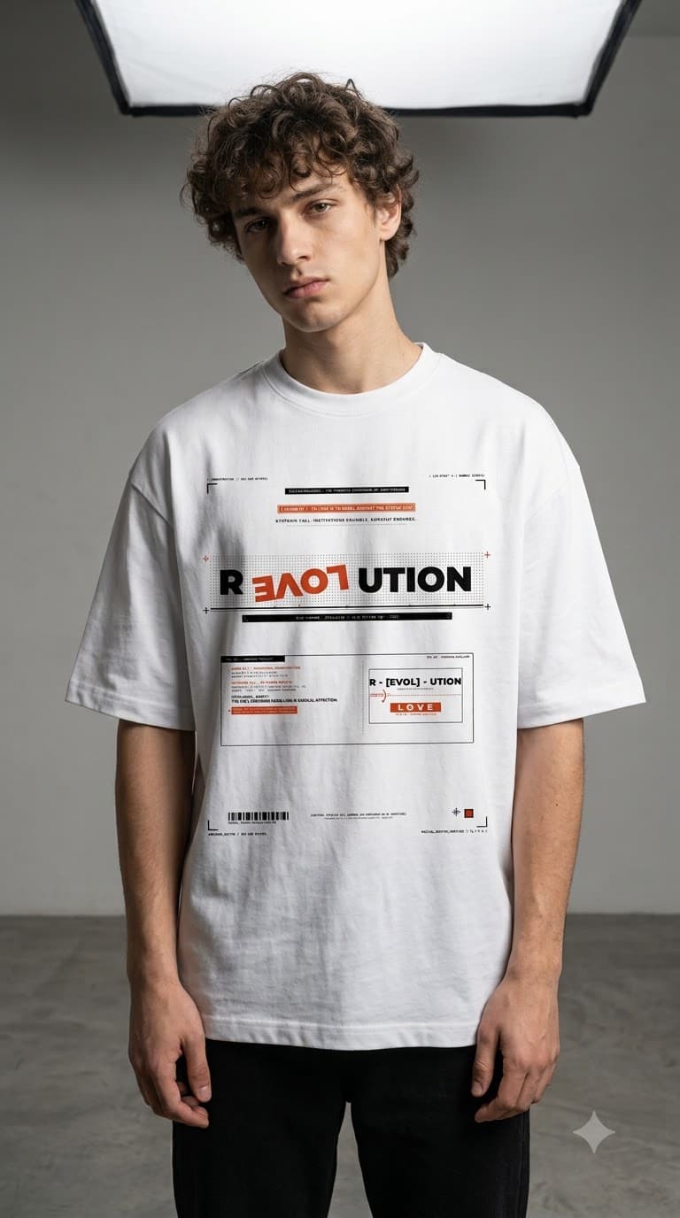 MUDDLY Unisex Oversized Heavyweight Tee (WHITETEEREVOL) in White - 240 GSM French Terry Cotton oversized fit
