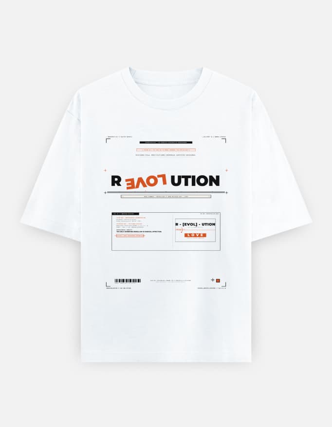 MUDDLY Unisex Oversized Heavyweight Tee (WHITETEEREVOL) in White - 240 GSM French Terry Cotton oversized fit - View Angle 4
