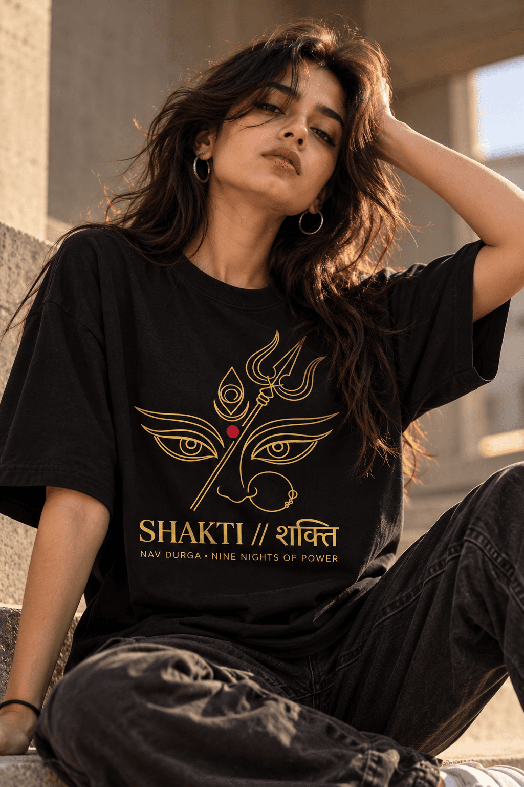 MUDDLY Unisex Oversized Classic T-Shirt (S H A K T I_) - 240 GSM Streetwear